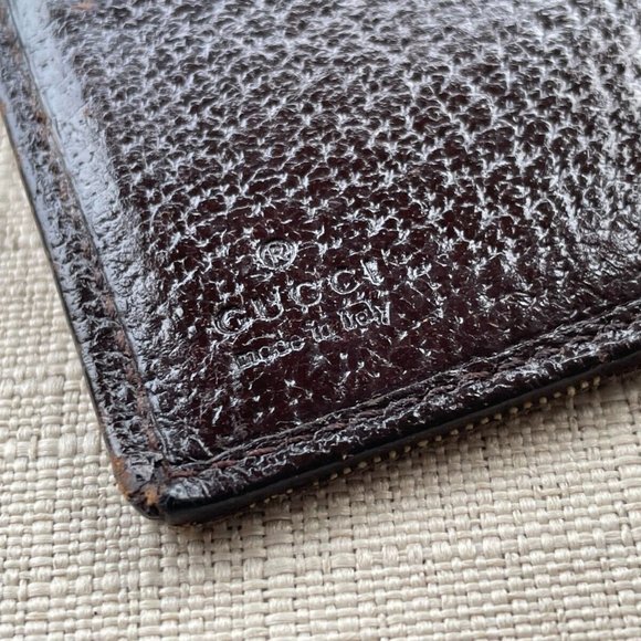 Gucci Women Wallet Card Holder Billfold Brown Leather GG Canvas Made in Italy - Picture 9 of 12